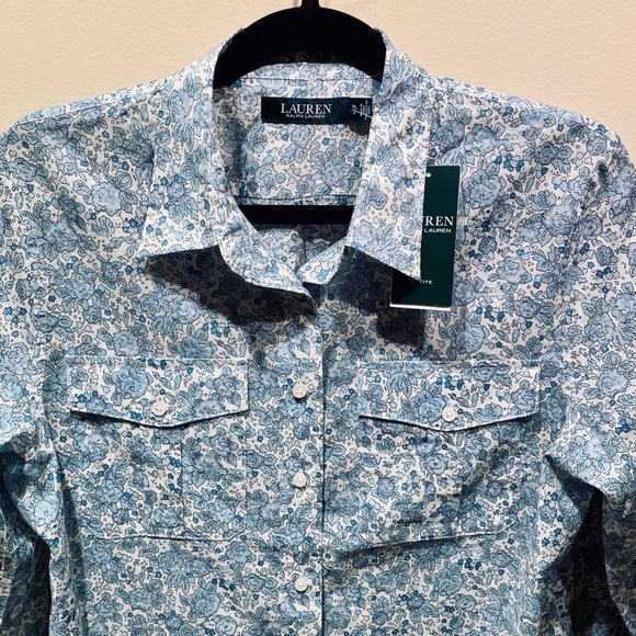 🌟2xHP🌟Ralph Lauren Blue Floral Button Down PL - Picture 2 of 6